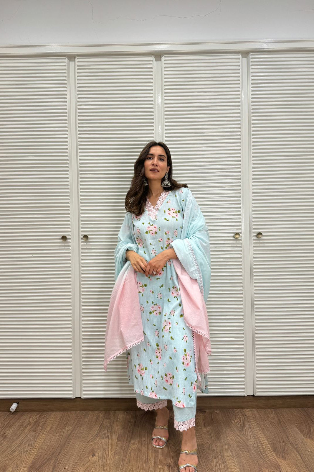 Blue Floral Crush Suit Set