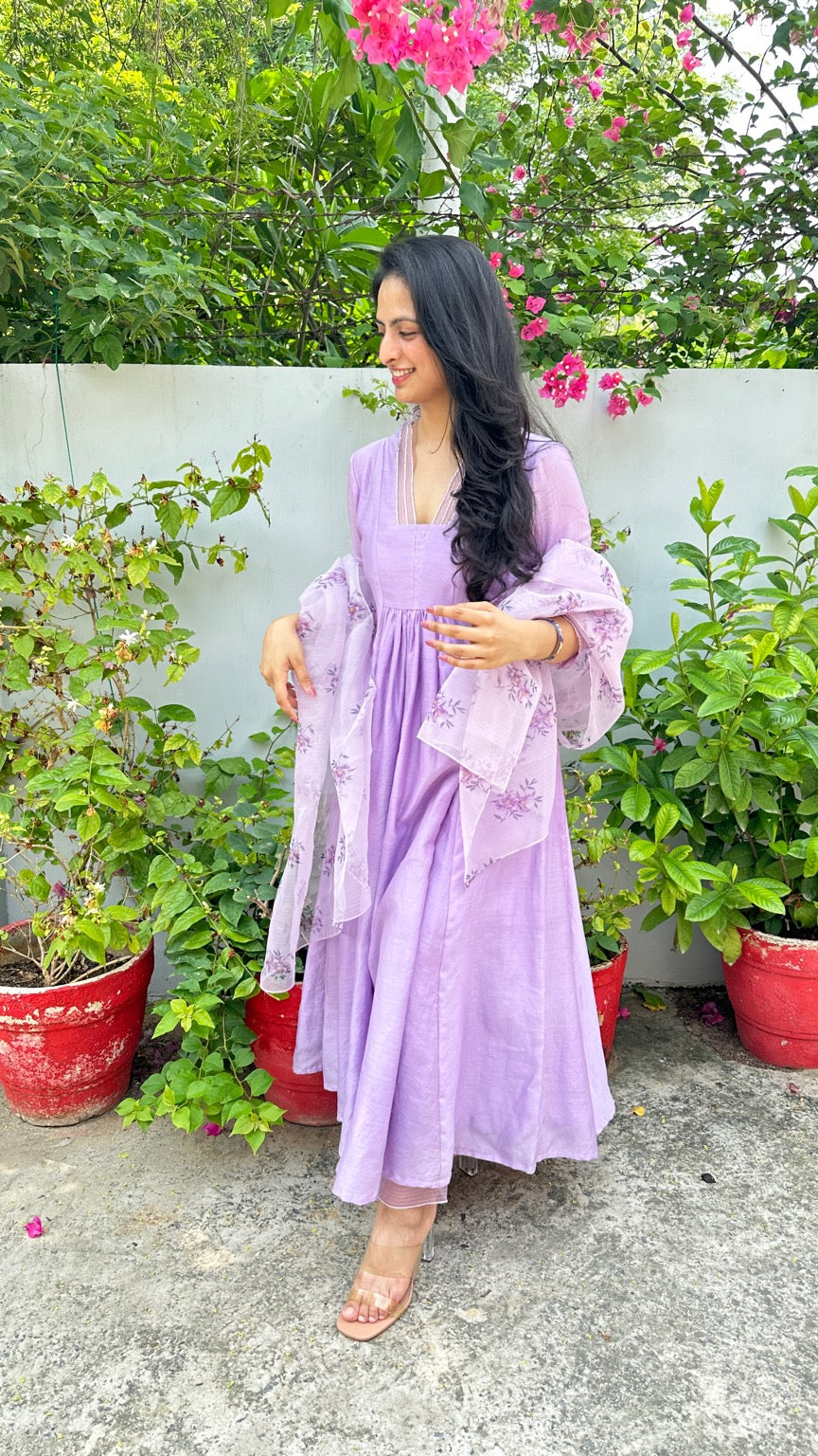 Lavender Chanderi Suit Set