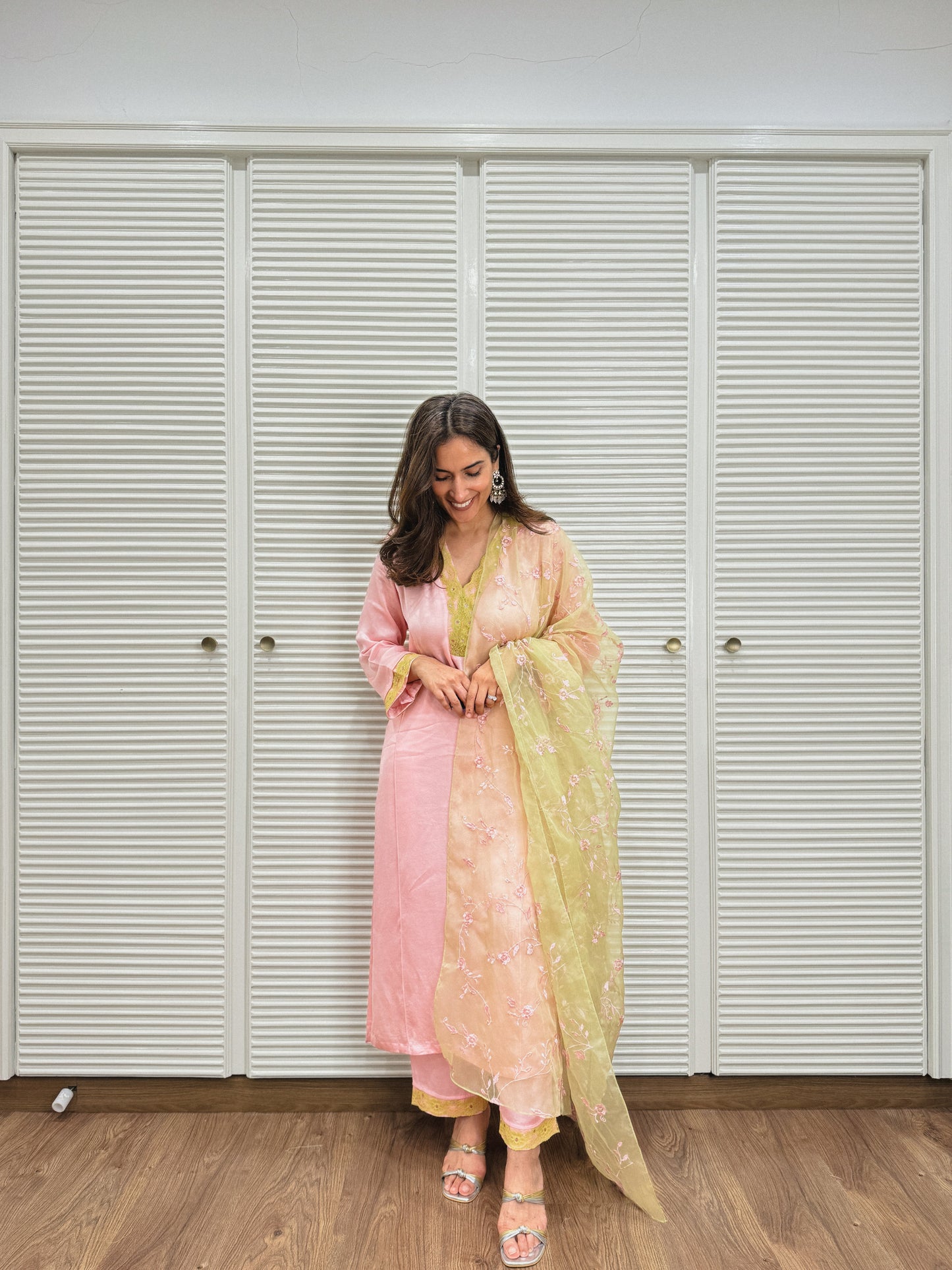 Pink sitara set with Embroidered Dupatta