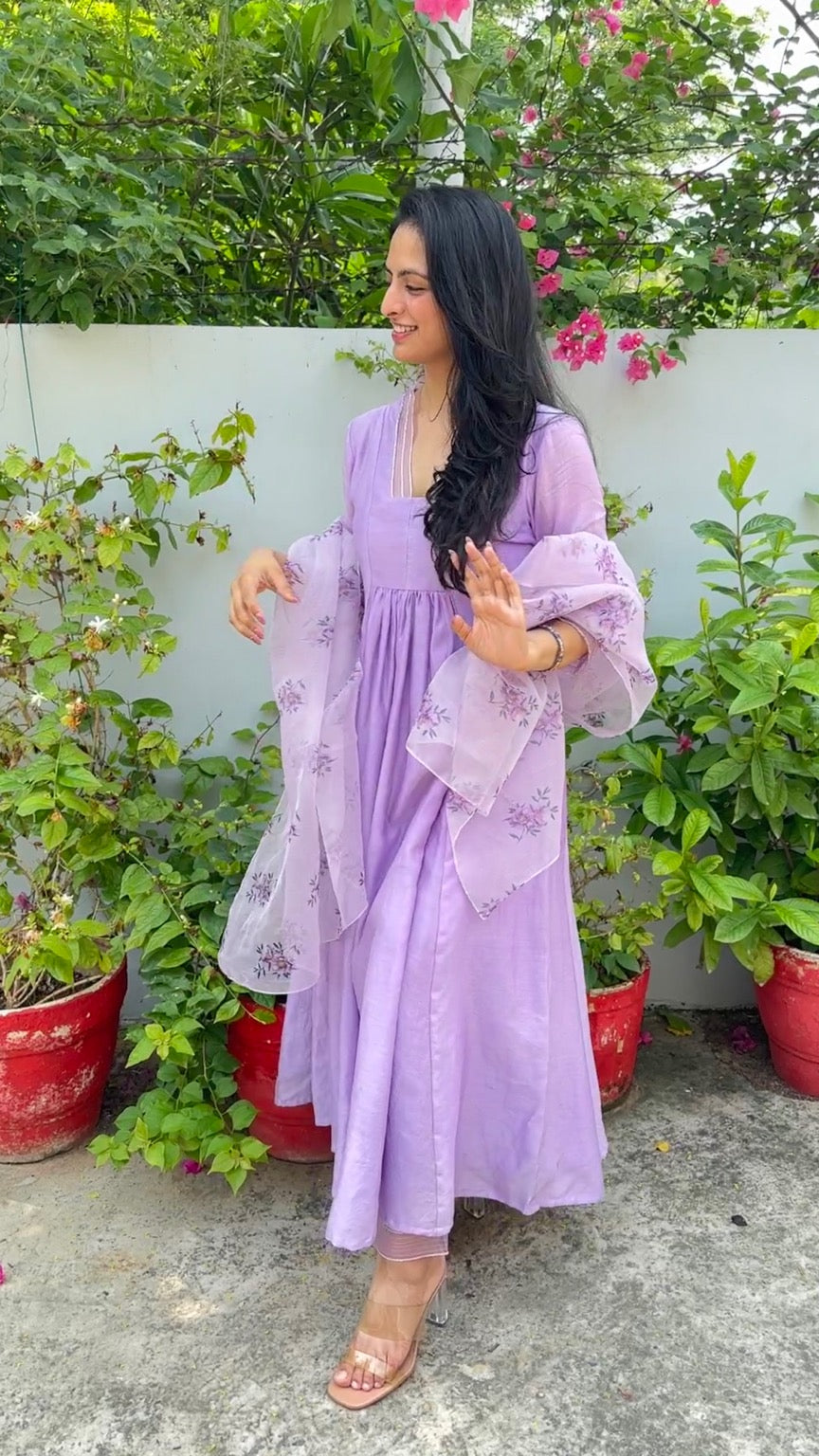 Lavender Chanderi Suit Set
