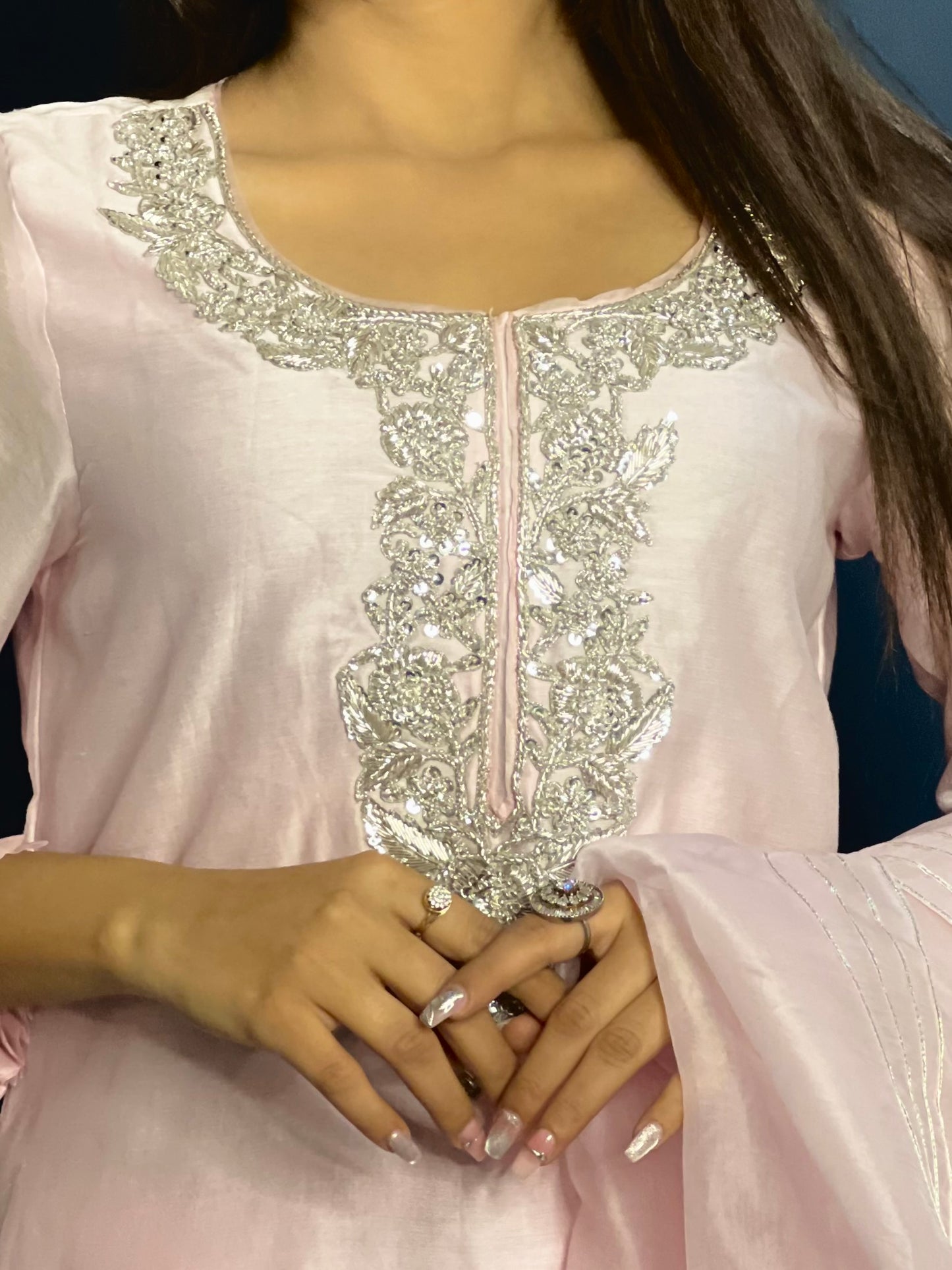 Blush Pink Chanderi Set