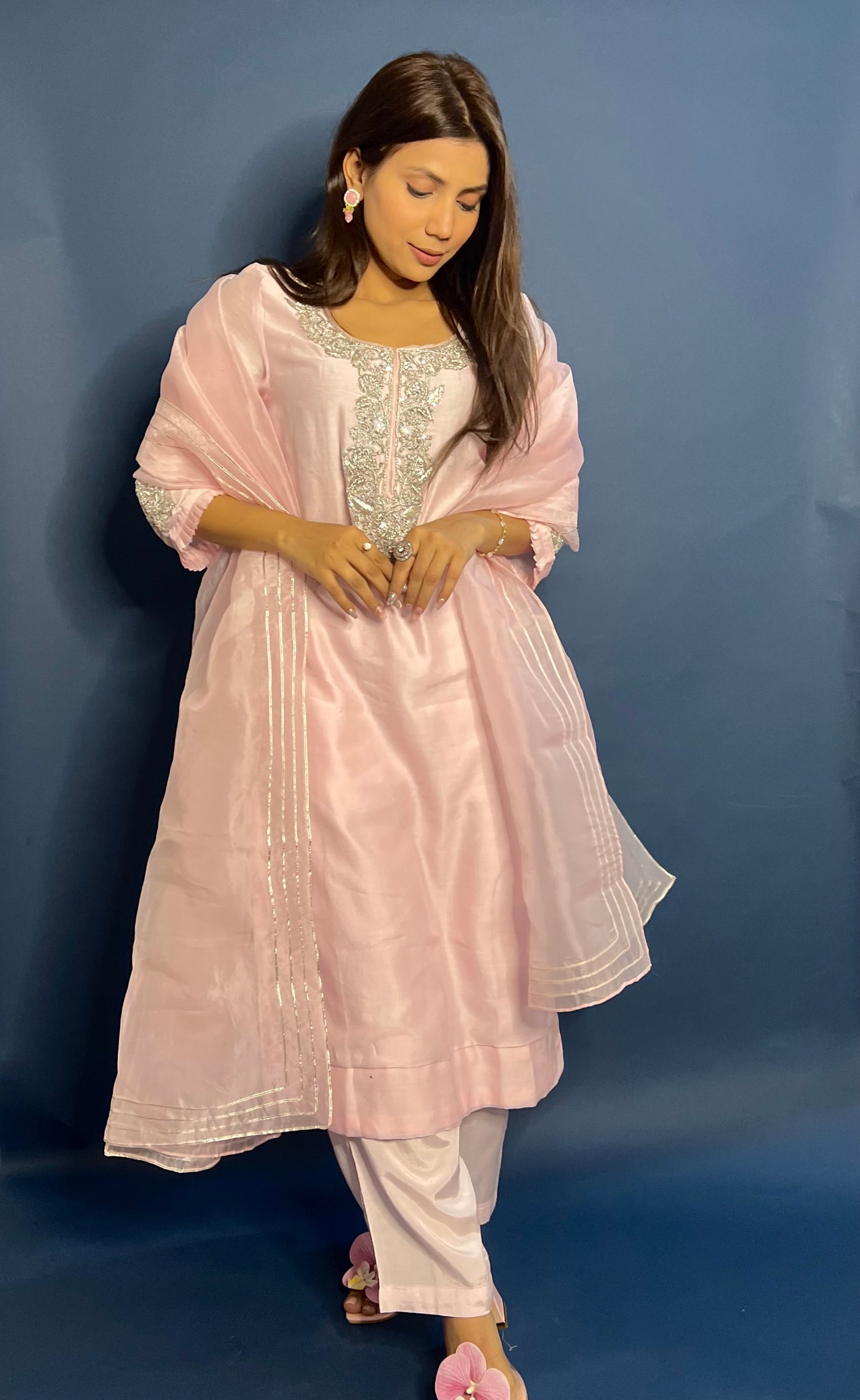Blush Pink Chanderi Set