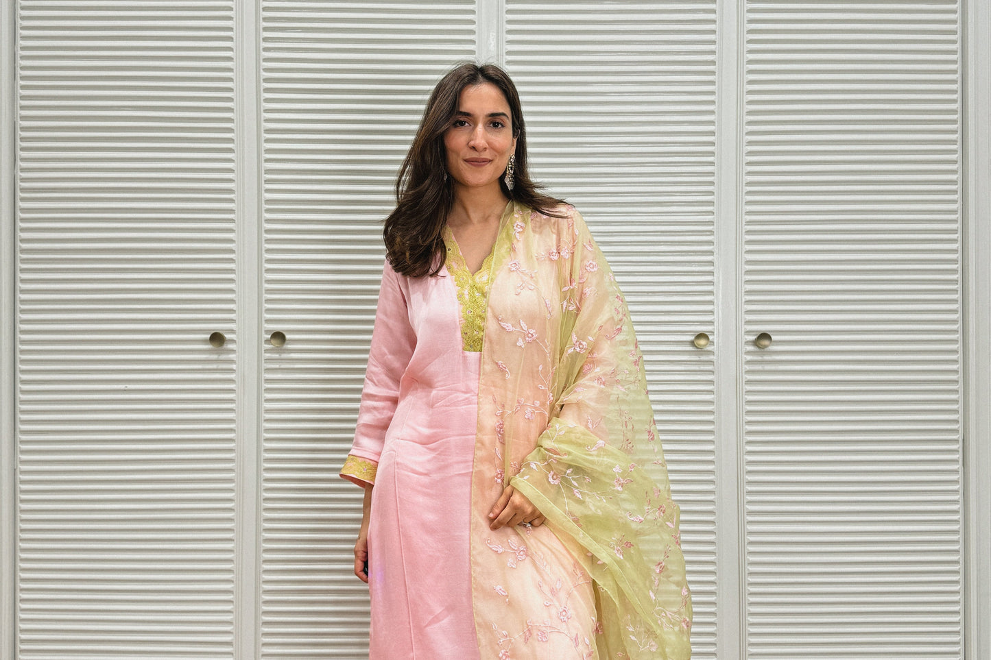 Pink sitara set with Embroidered Dupatta