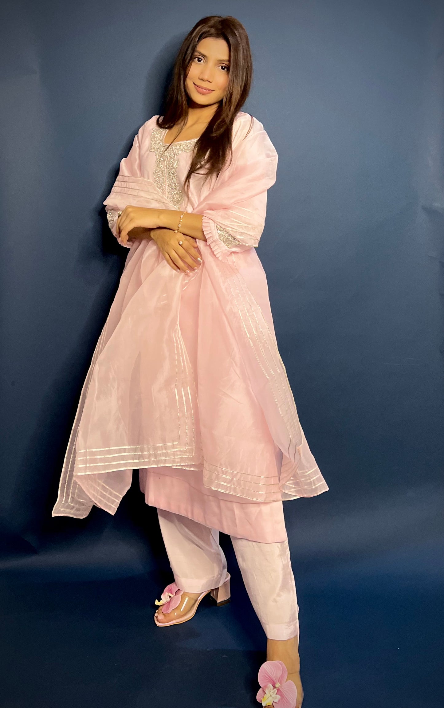 Blush Pink Chanderi Set