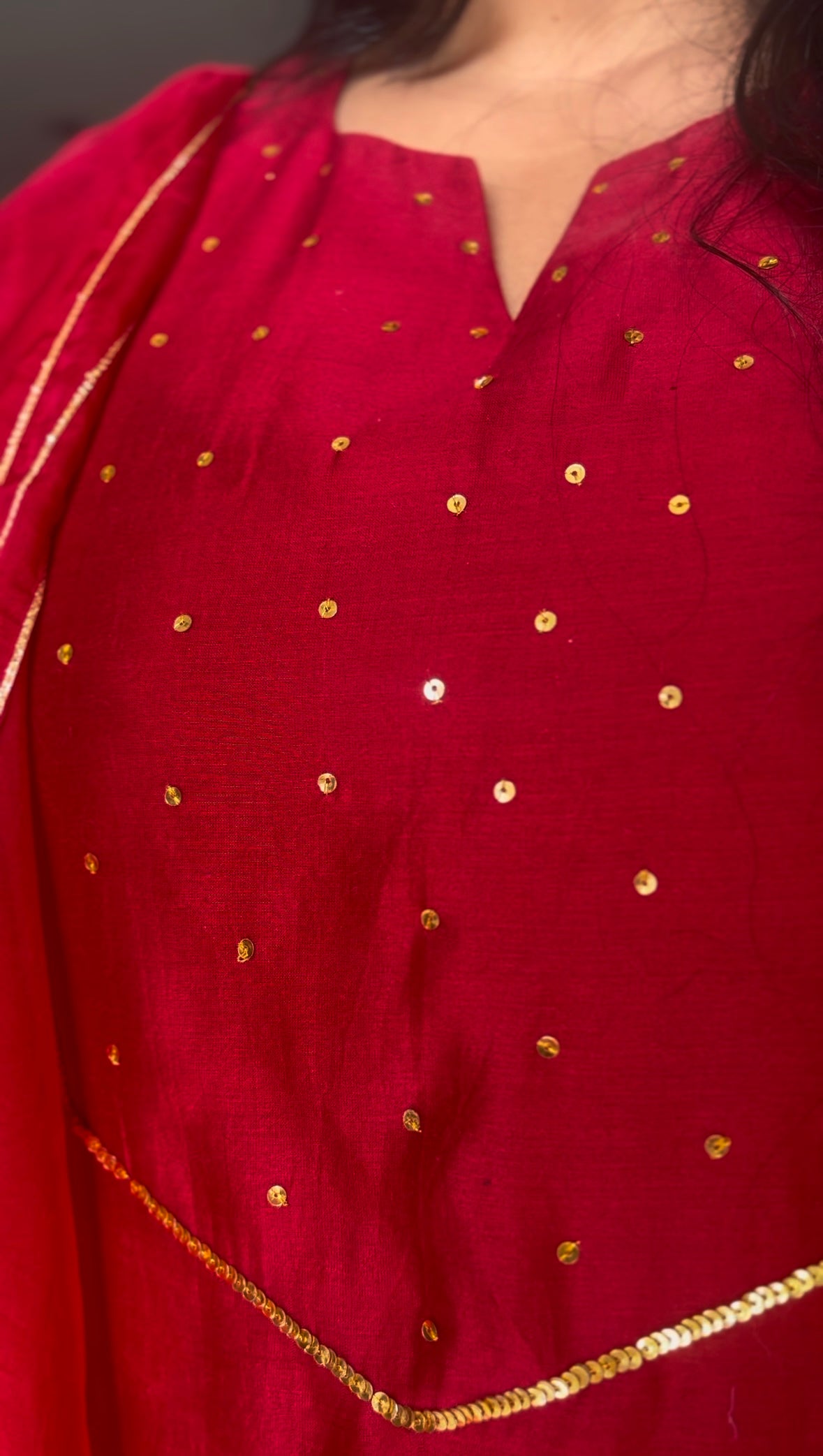 Dark red festive suit set