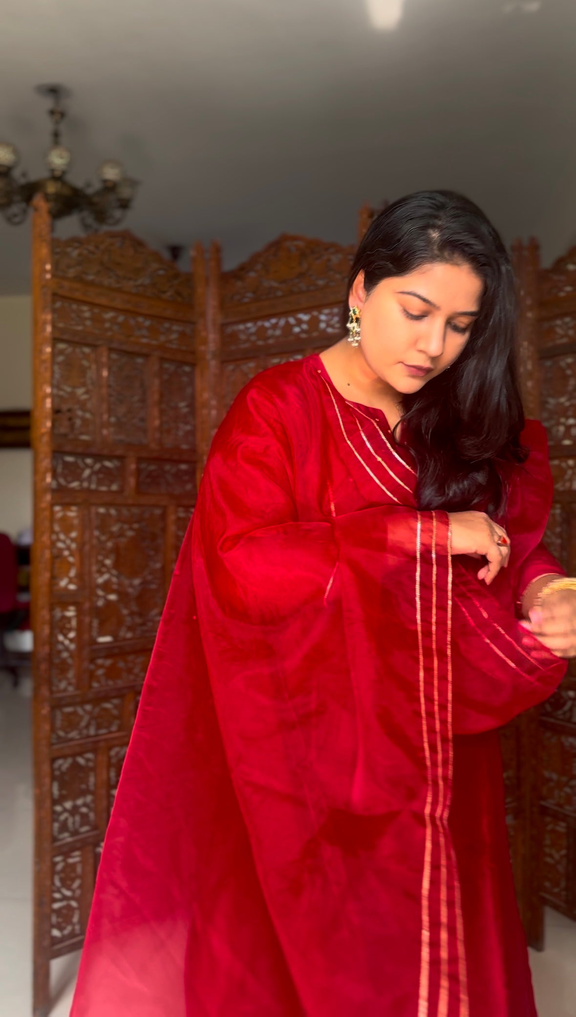 Dark red festive suit set