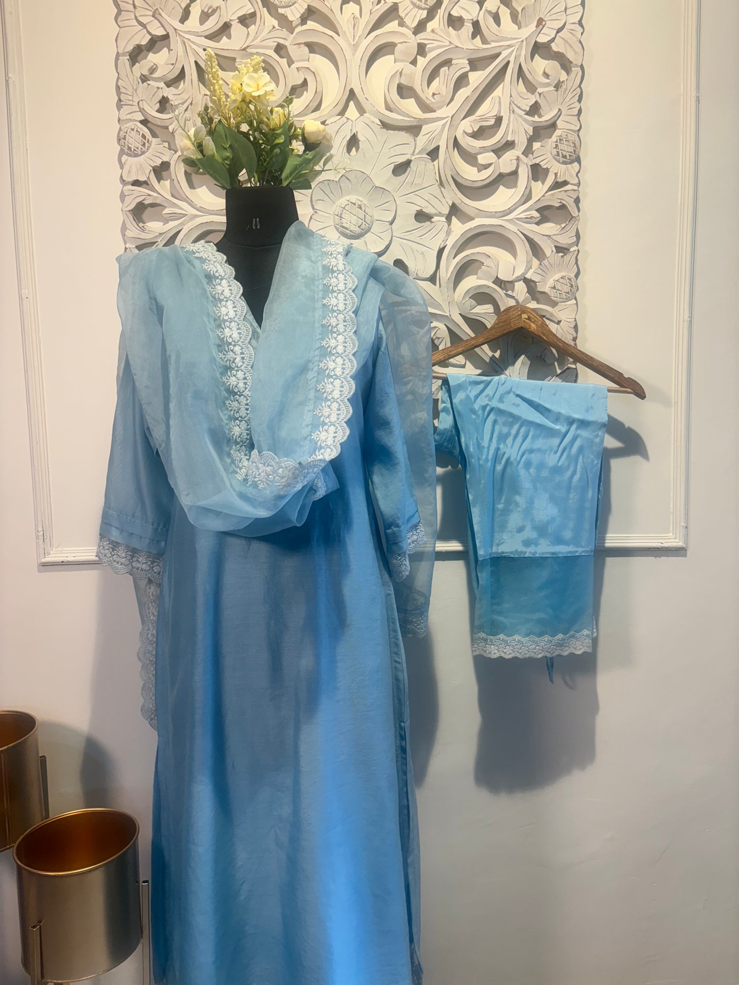 Pure Chanderi Aasmaa Suit with Organza Dupatta