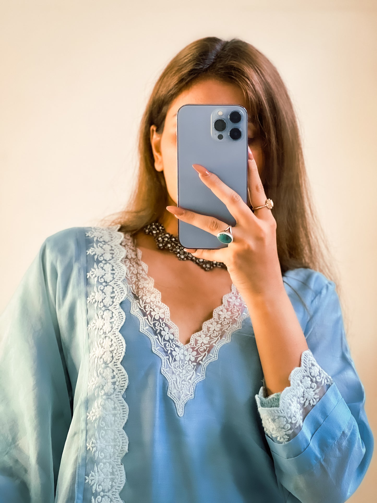 Pure Chanderi Aasmaa Suit with Organza Dupatta