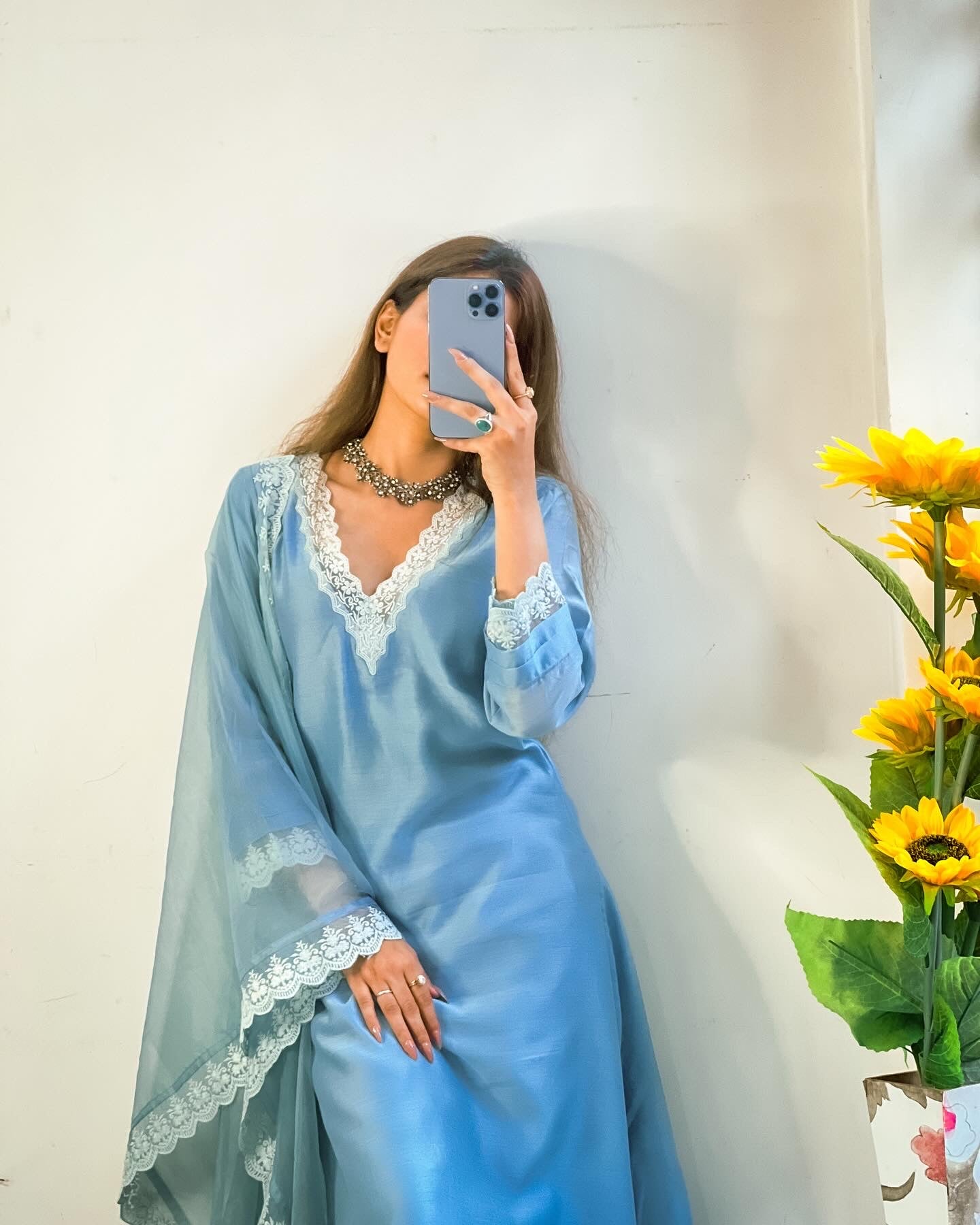 Pure Chanderi Aasmaa Suit with Organza Dupatta
