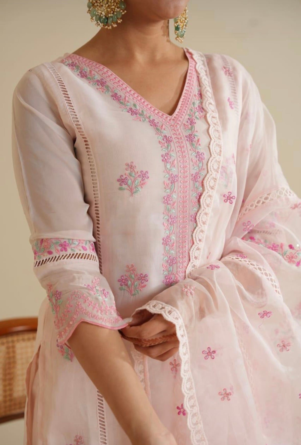 Pink Embroidery Suit Set
