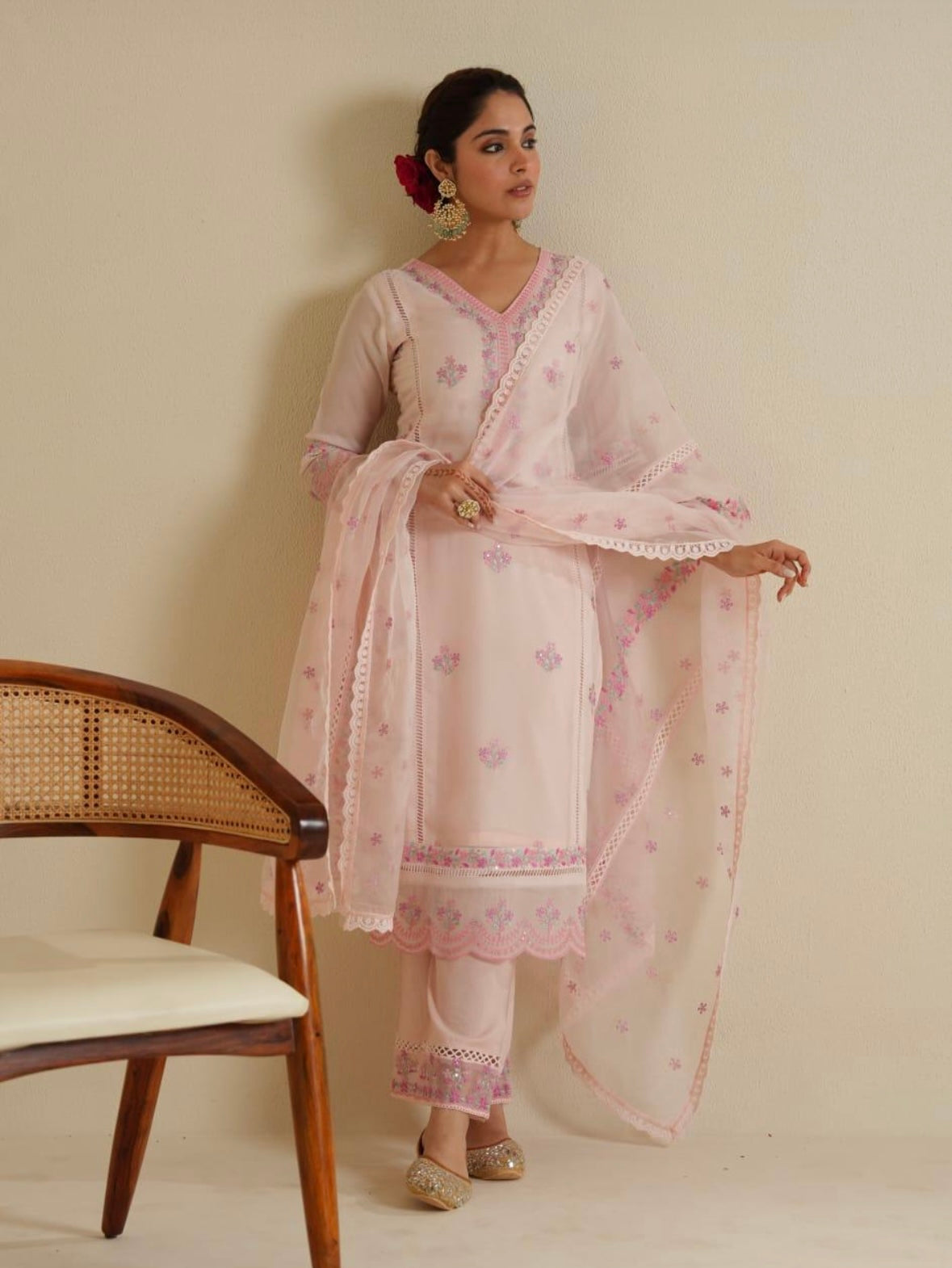 Pink Embroidery Suit Set
