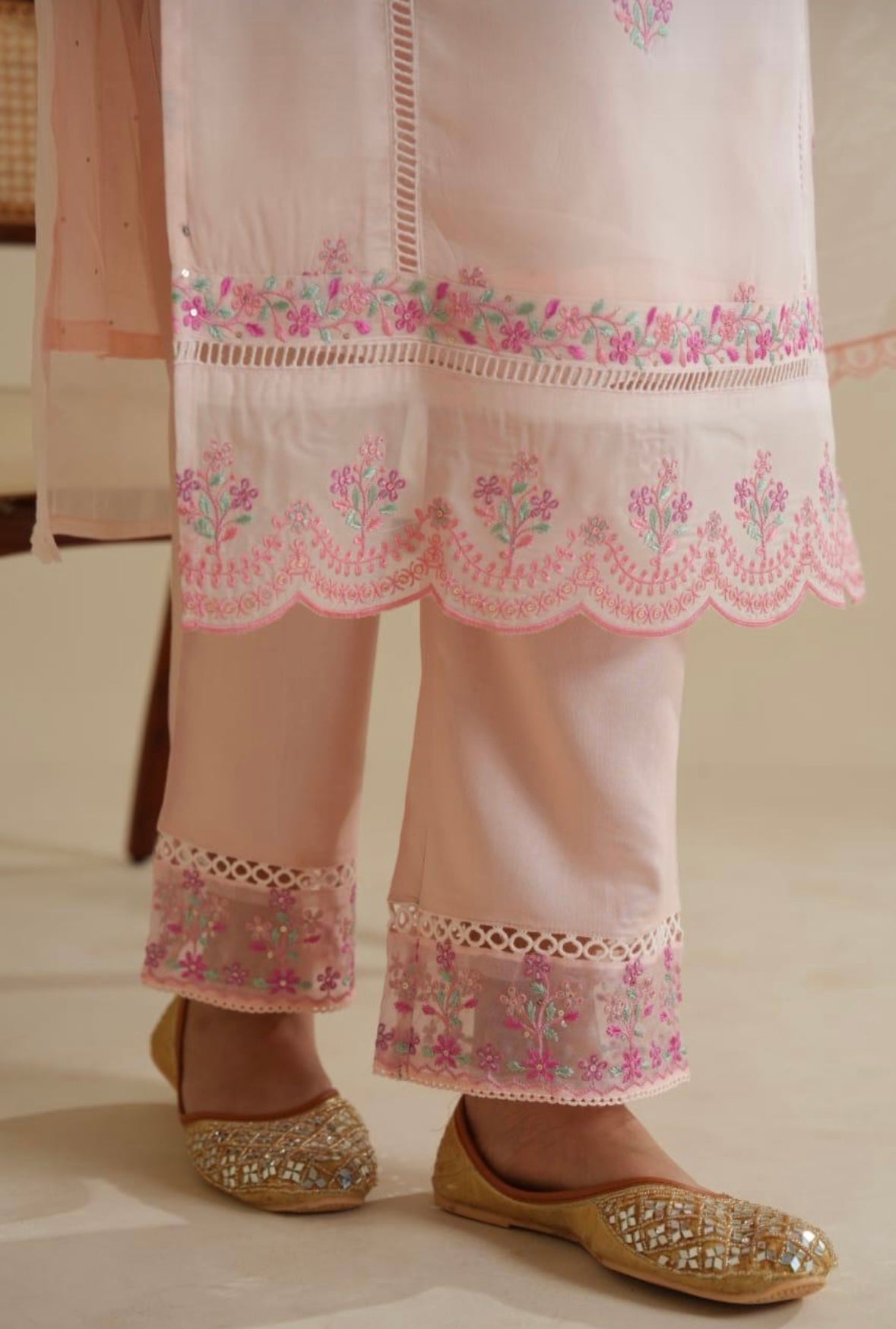 Pink Embroidery Suit Set