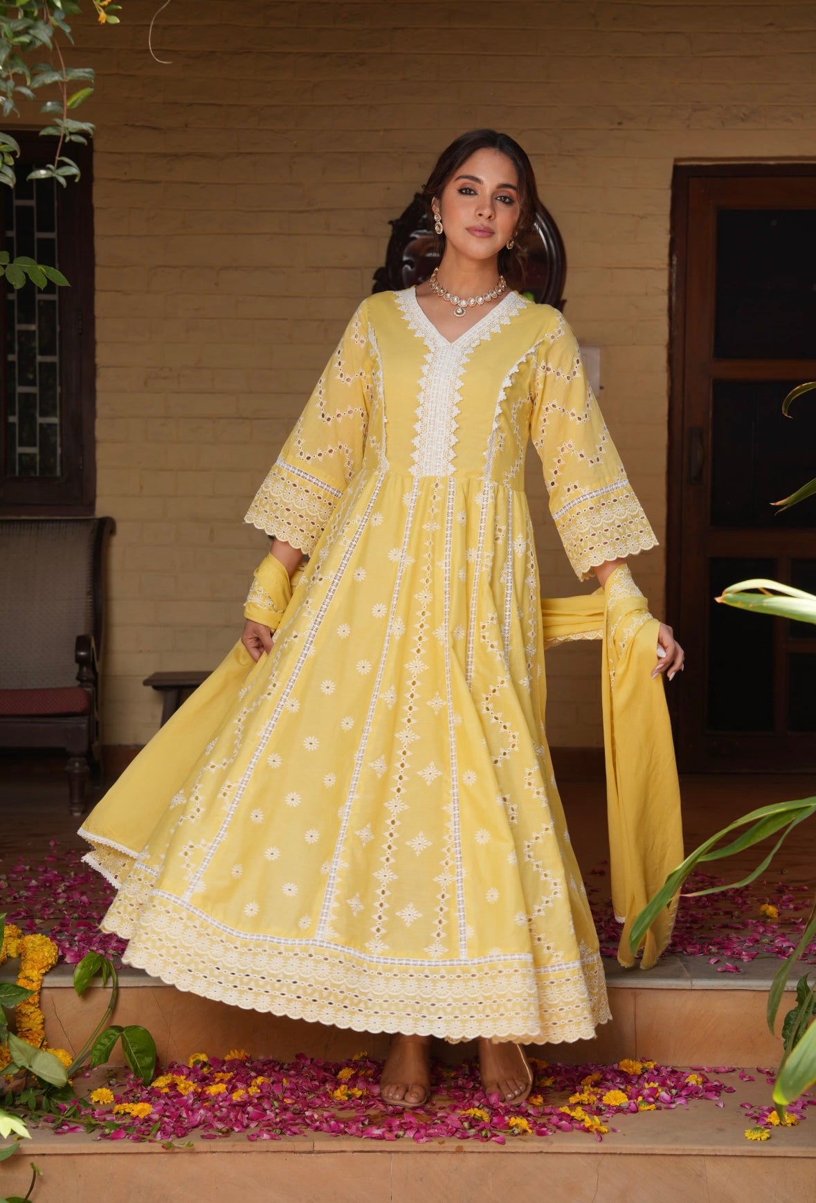 Butter Yellow Anarkali Set