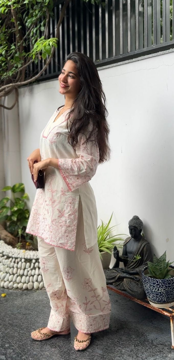 Blush pink embroidered Farshi set