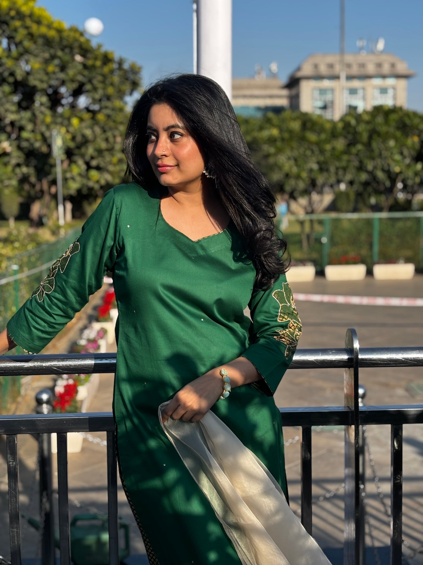 Green Cotton Kurta Set
