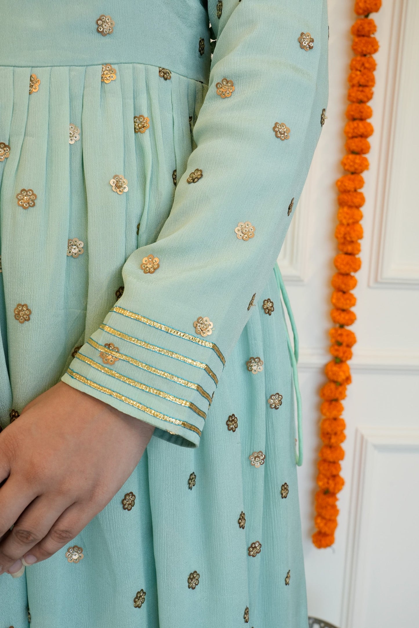 Sea Blue Anarkali set