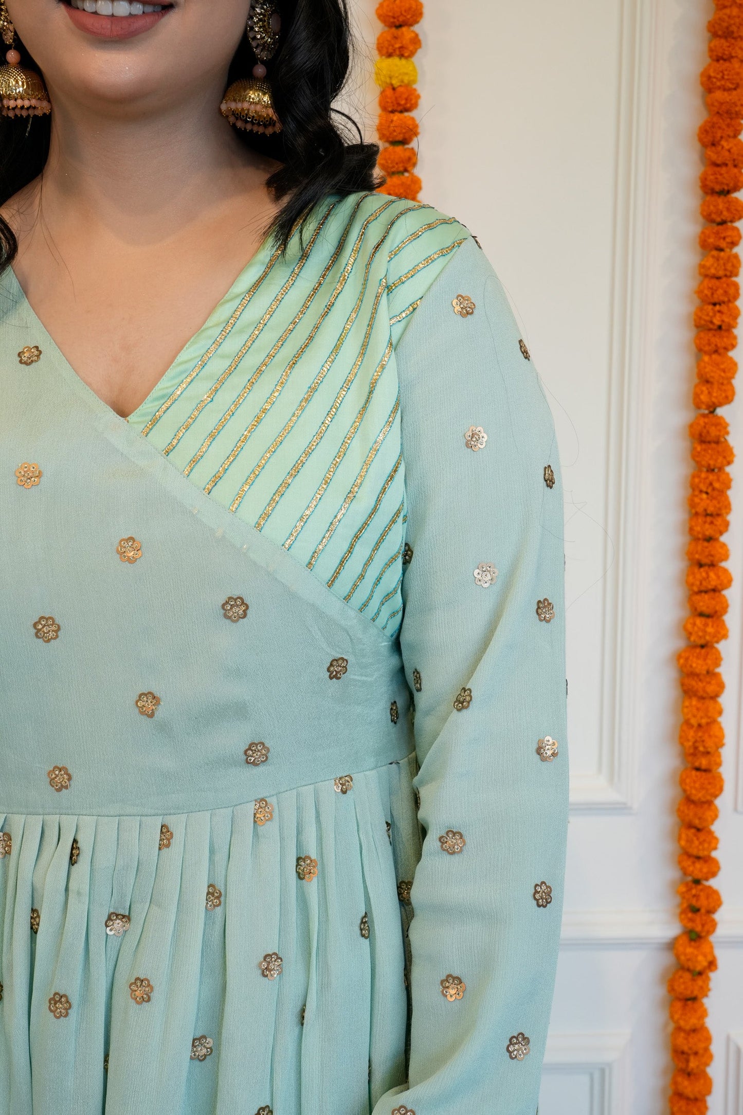 Sea Blue Anarkali set