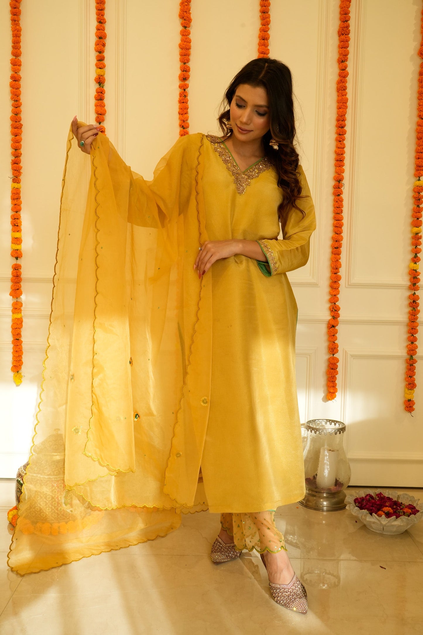 Mustard Tissue Suit Set