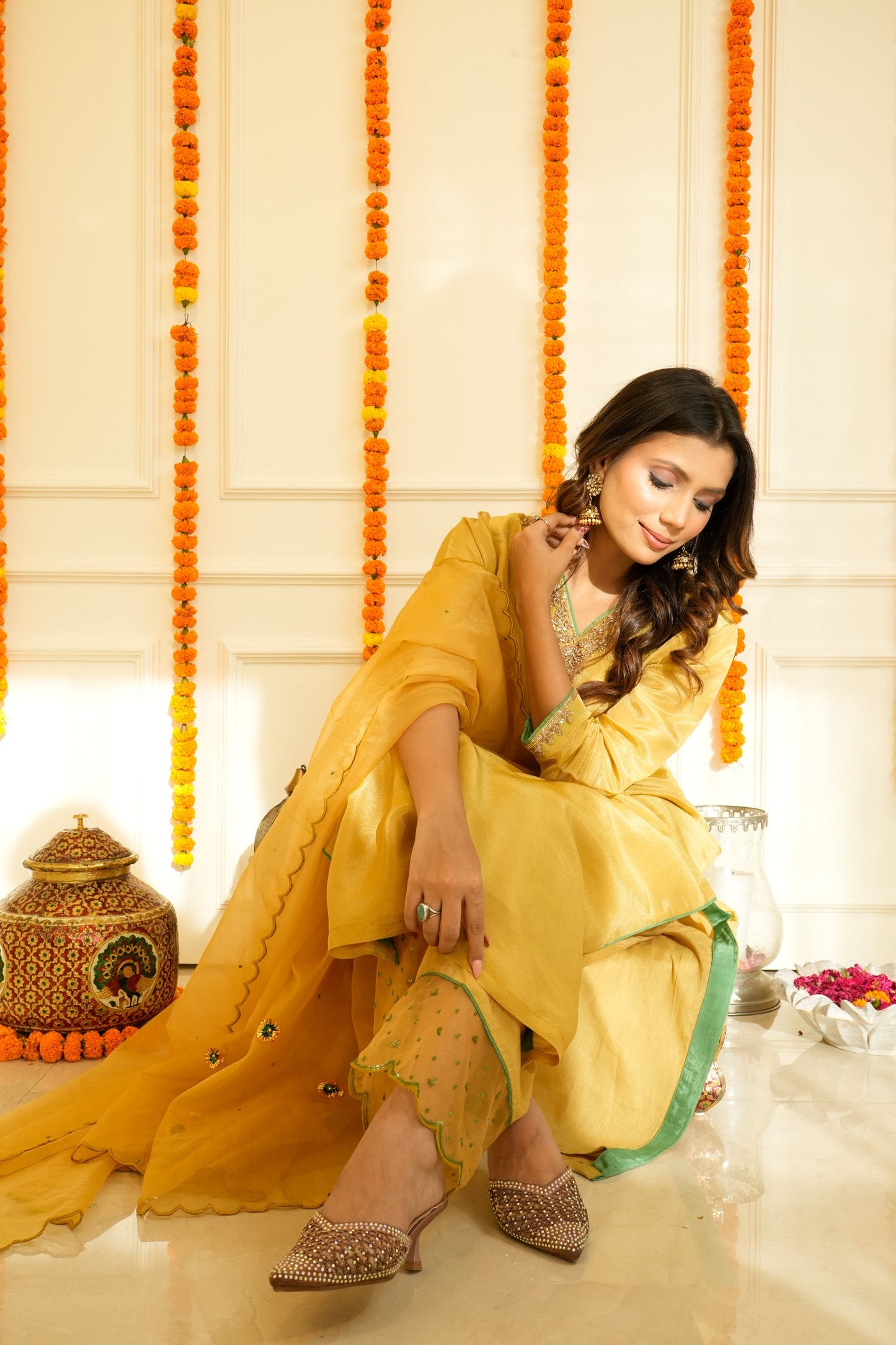 Mustard Tissue Suit Set