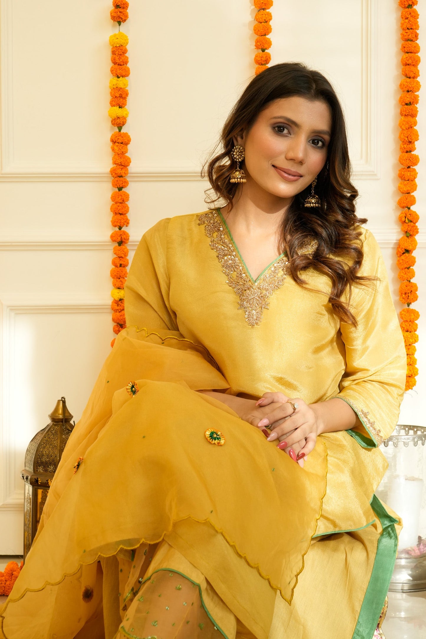 Mustard Tissue Suit Set