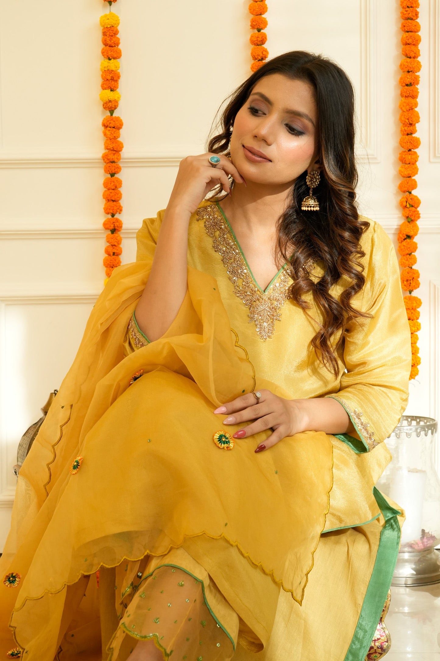 Mustard Tissue Suit Set