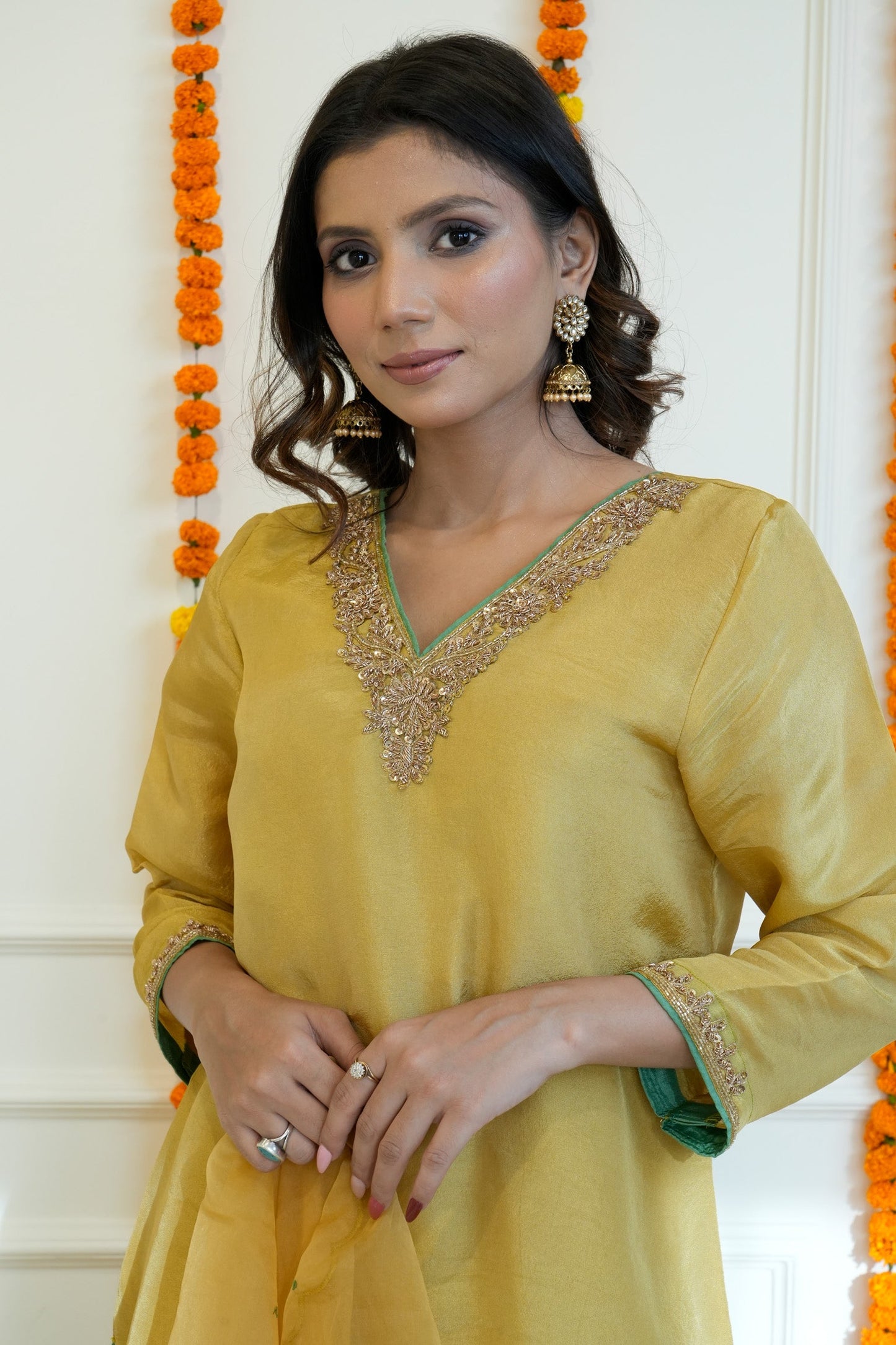 Mustard Tissue Suit Set