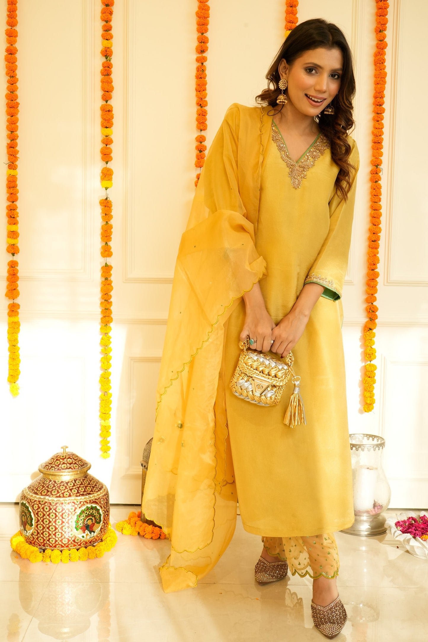 Mustard Tissue Suit Set