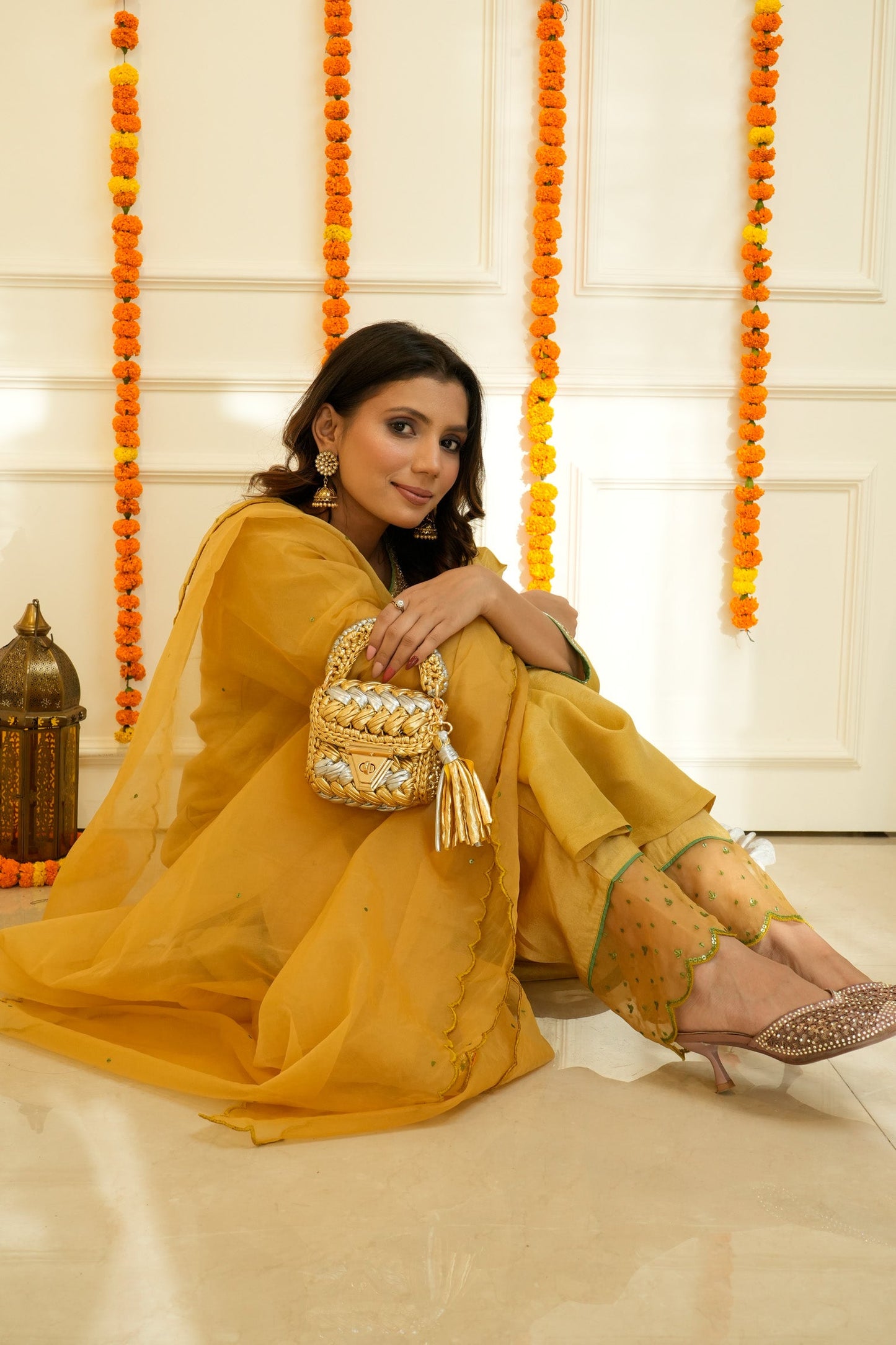 Mustard Tissue Suit Set