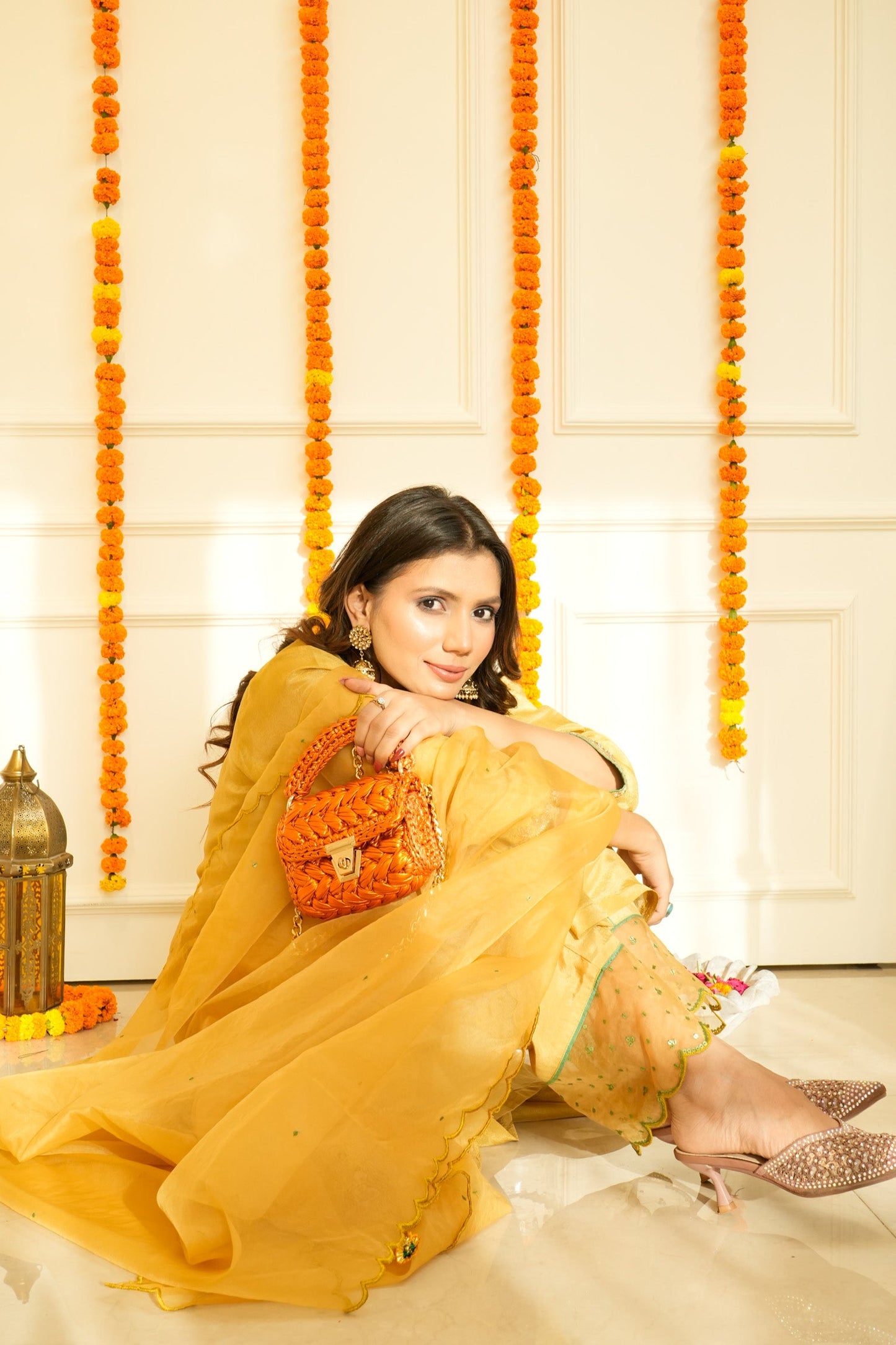 Mustard Tissue Suit Set
