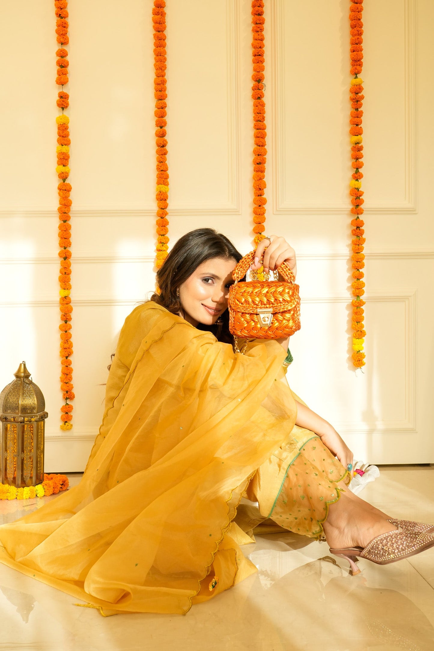 Mustard Tissue Suit Set