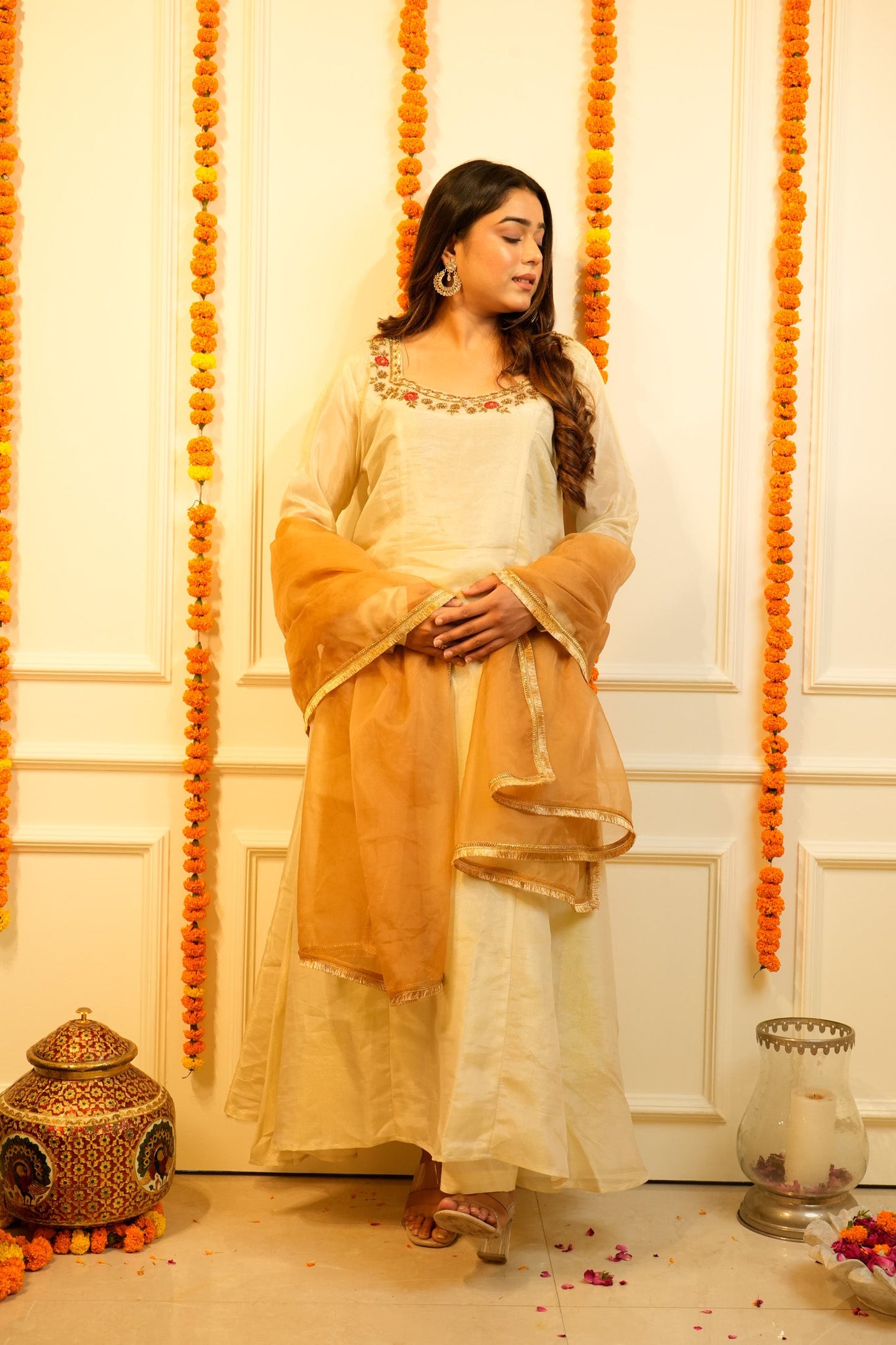 Beige Anarkali Set