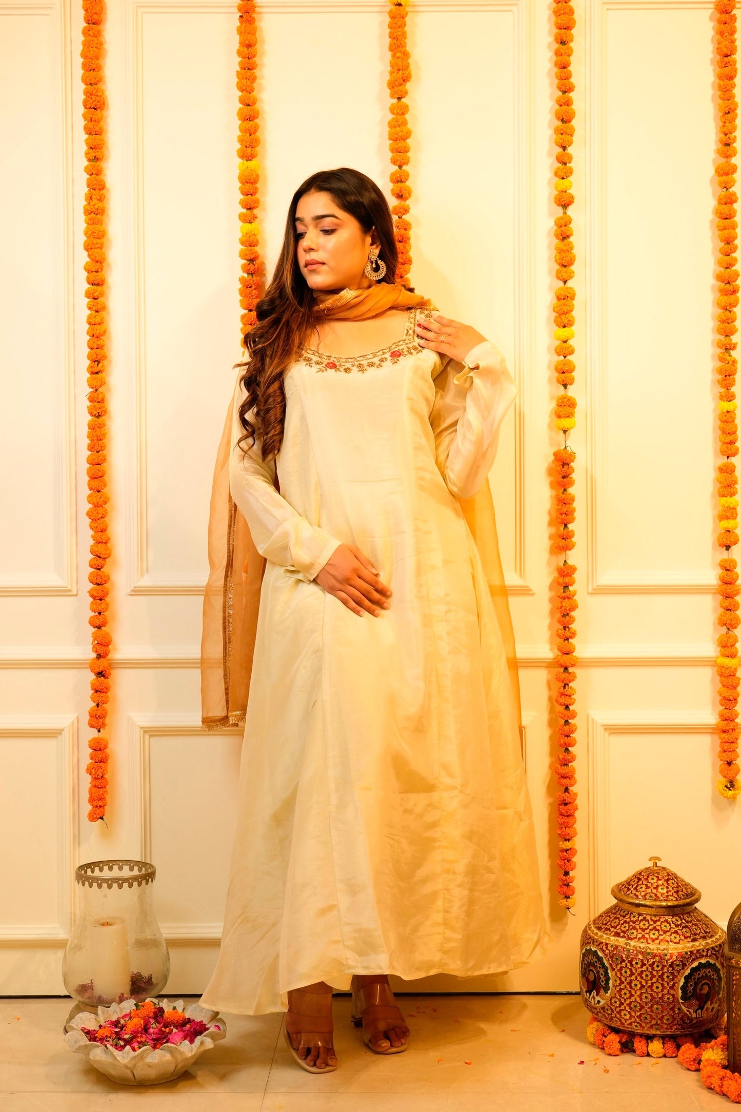 Beige Anarkali Set