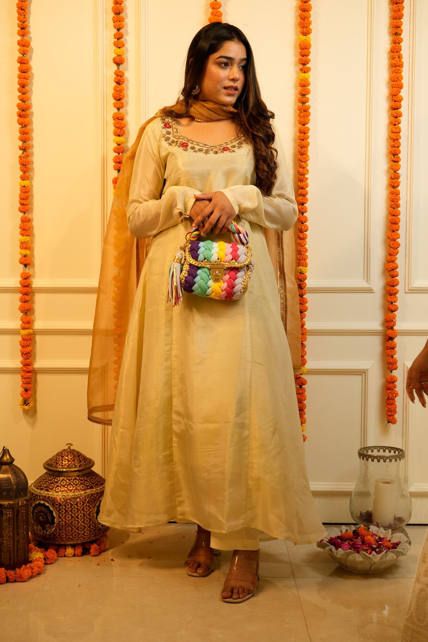 Beige Anarkali Set