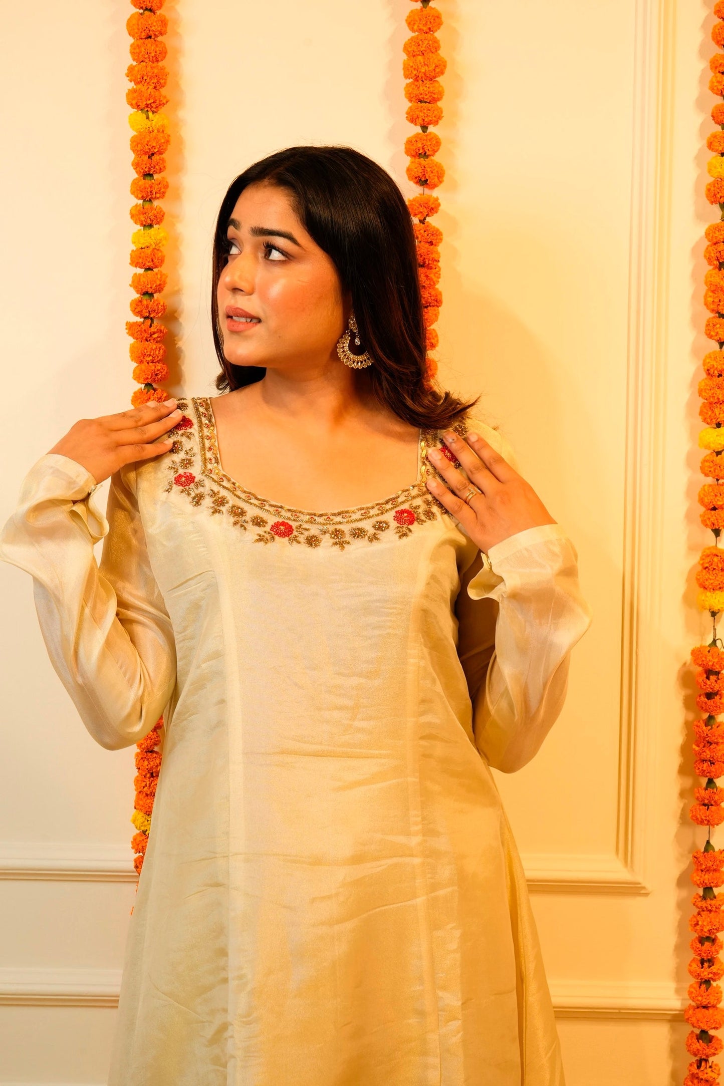 Beige Anarkali Set