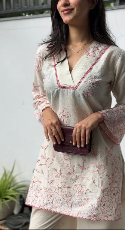 Blush pink embroidered Farshi set