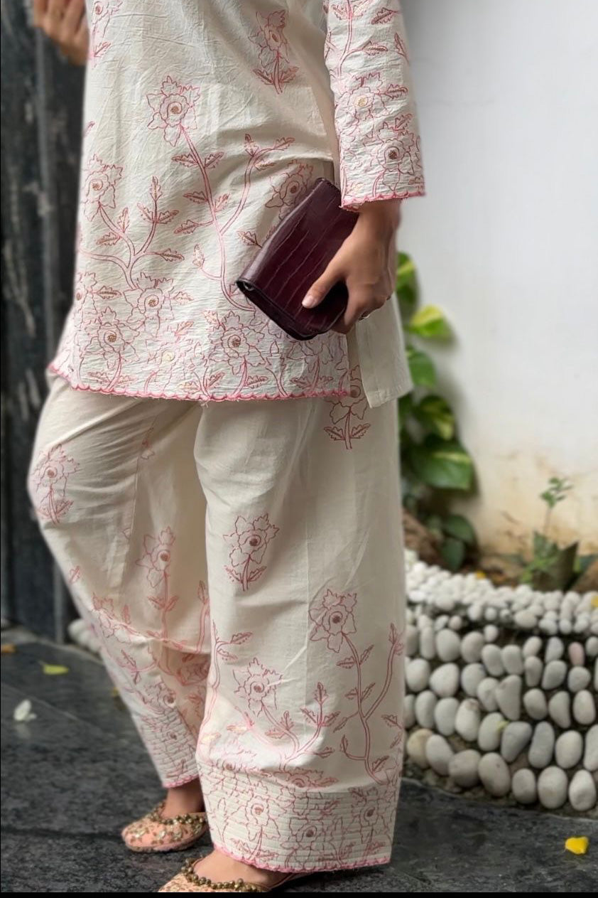 Blush pink embroidered Farshi set