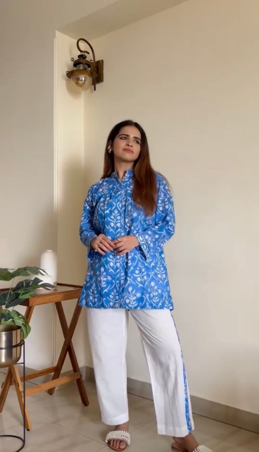 Cobalt blue white cotton sets