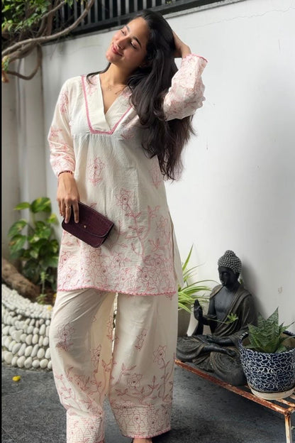 Blush pink embroidered Farshi set
