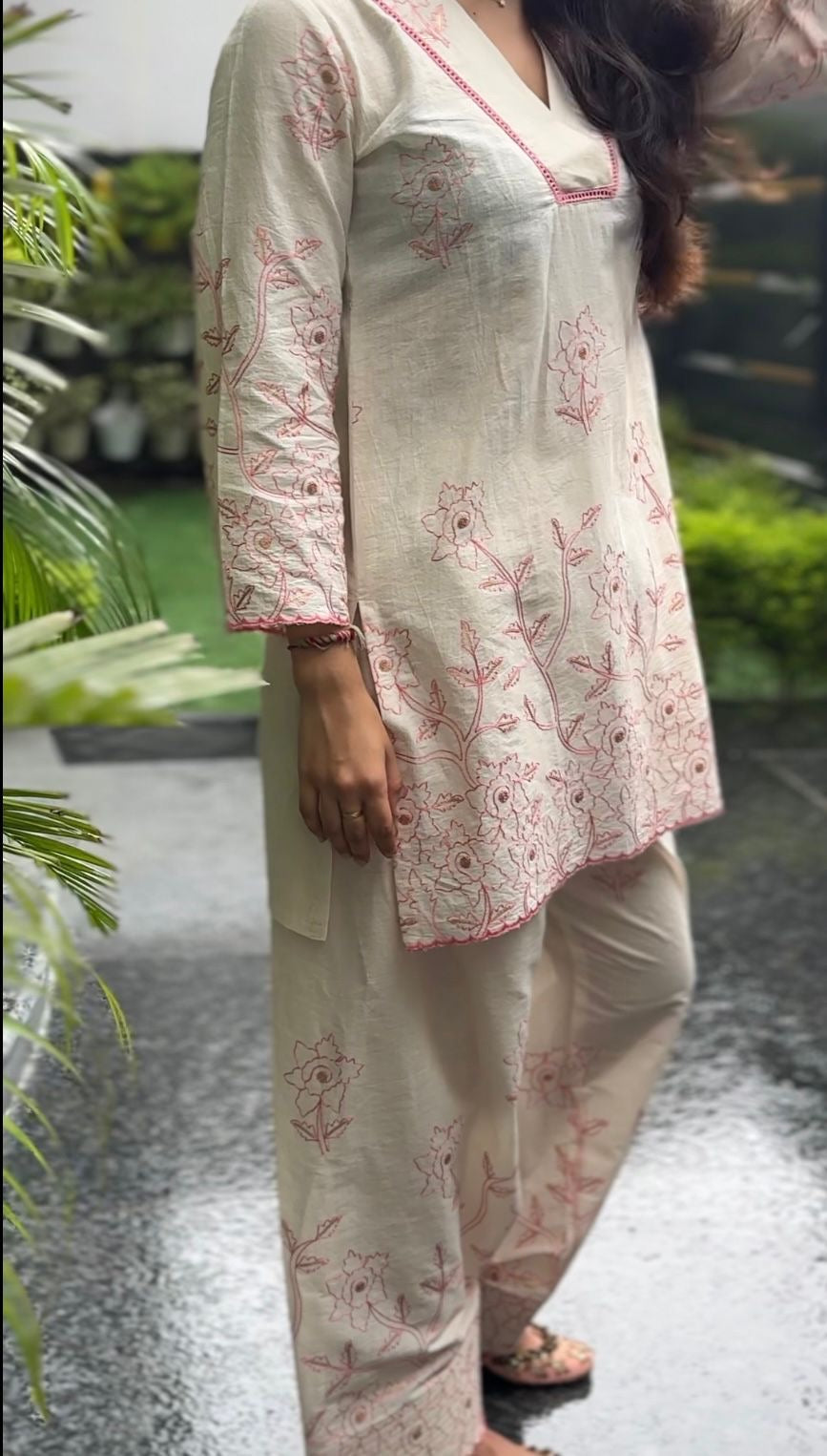Blush pink embroidered Farshi set