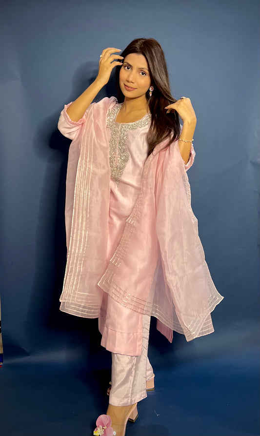 Blush Pink Chanderi Set