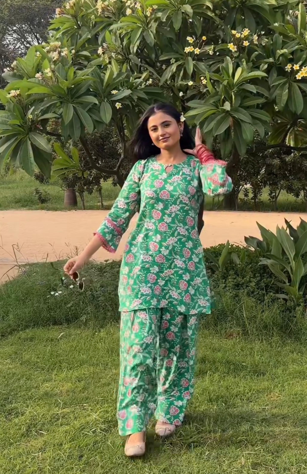 Green farshi salwar set