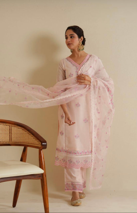 Pink Embroidery Suit Set