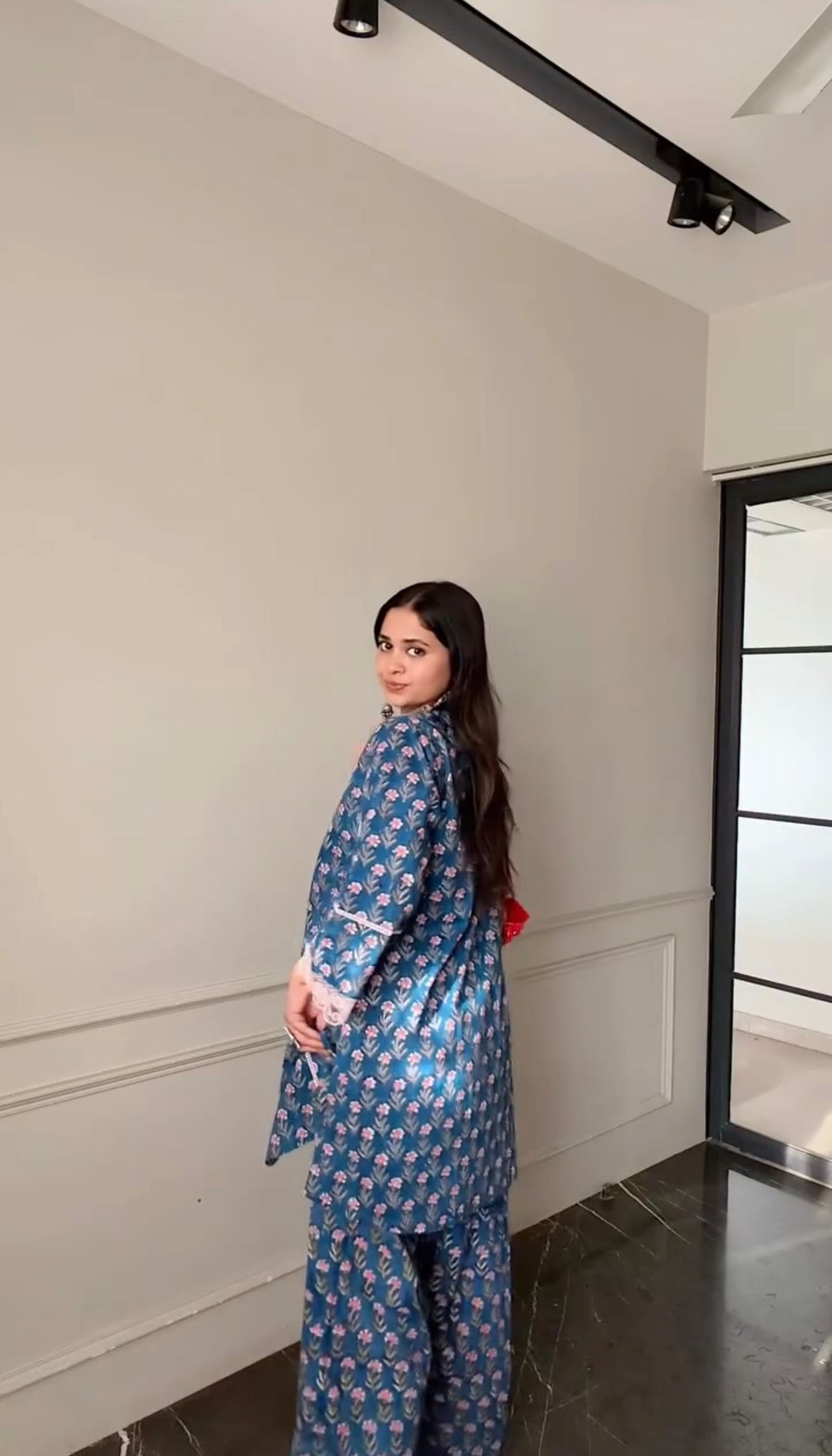 Blue hand blockprint Farshi set