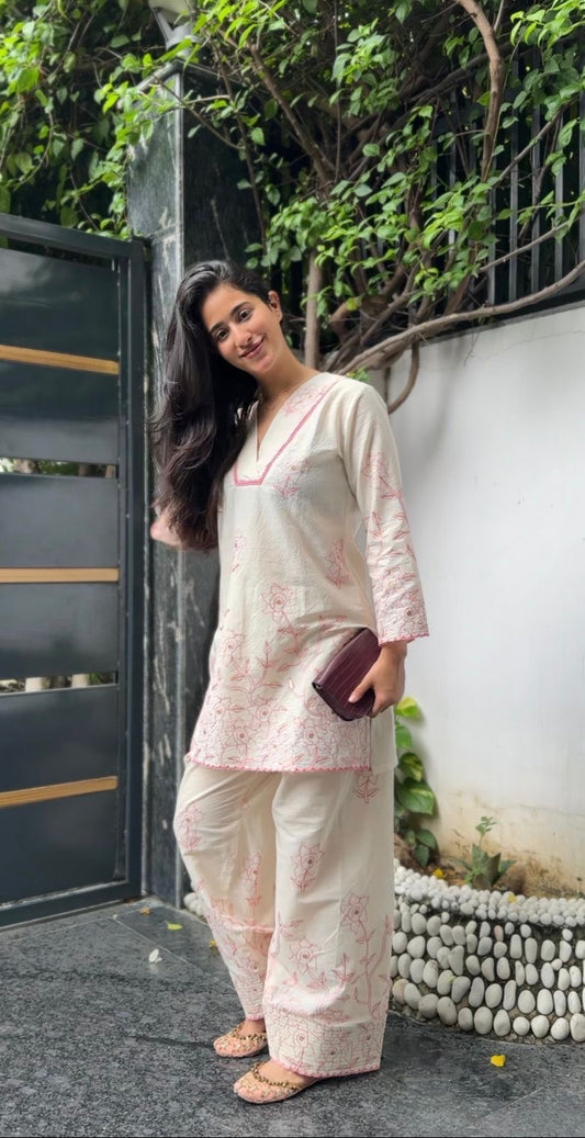 Blush pink embroidered Farshi set