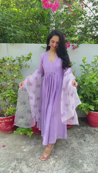 Lavender Chanderi Suit Set
