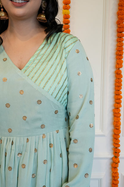 Sea Blue Anarkali set