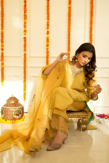 Mustard Tissue Suit Set