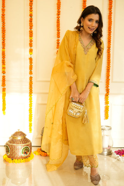 Mustard Tissue Suit Set