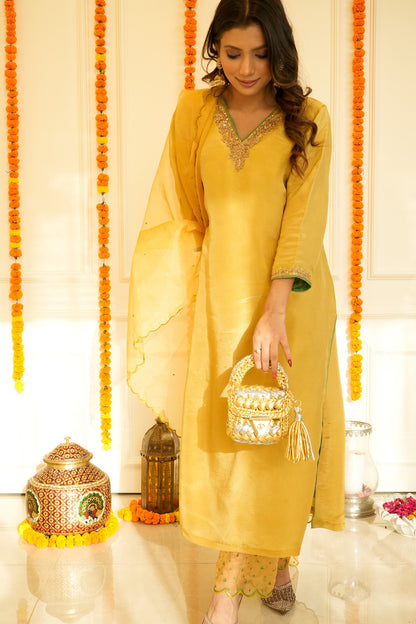 Mustard Tissue Suit Set