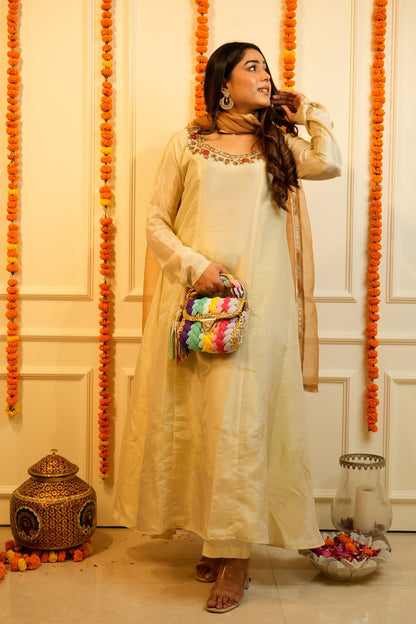 Beige Anarkali Set